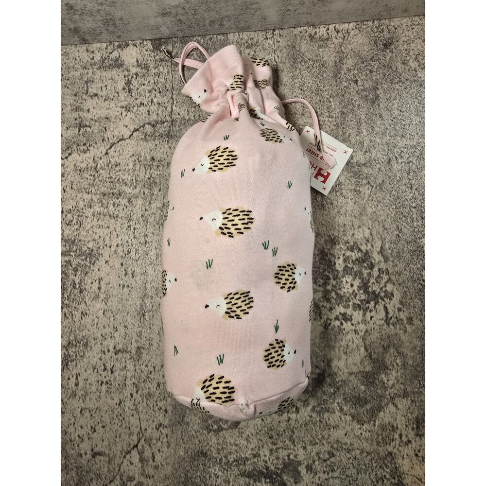 NEW Pink Hedgehog Crib Sheet HANNA ANDERSSON HOME OEKO-TEX cotton 53" x 26"